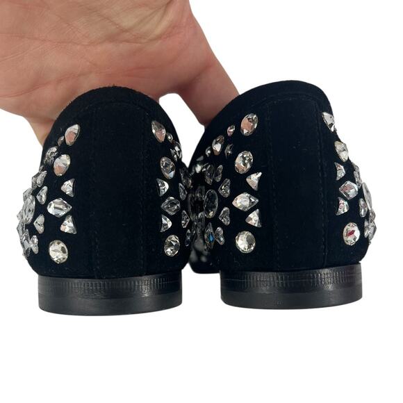 Gucci Jordaan Black Suede Loafers With Crystal Appliqué - Picture 11 of 16